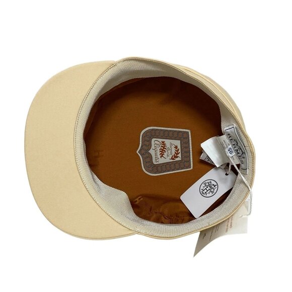 HERMES Kabul Kuliketis - Beige Brown Cotton Polyurethane Leather Hat - Picture 6 of 8